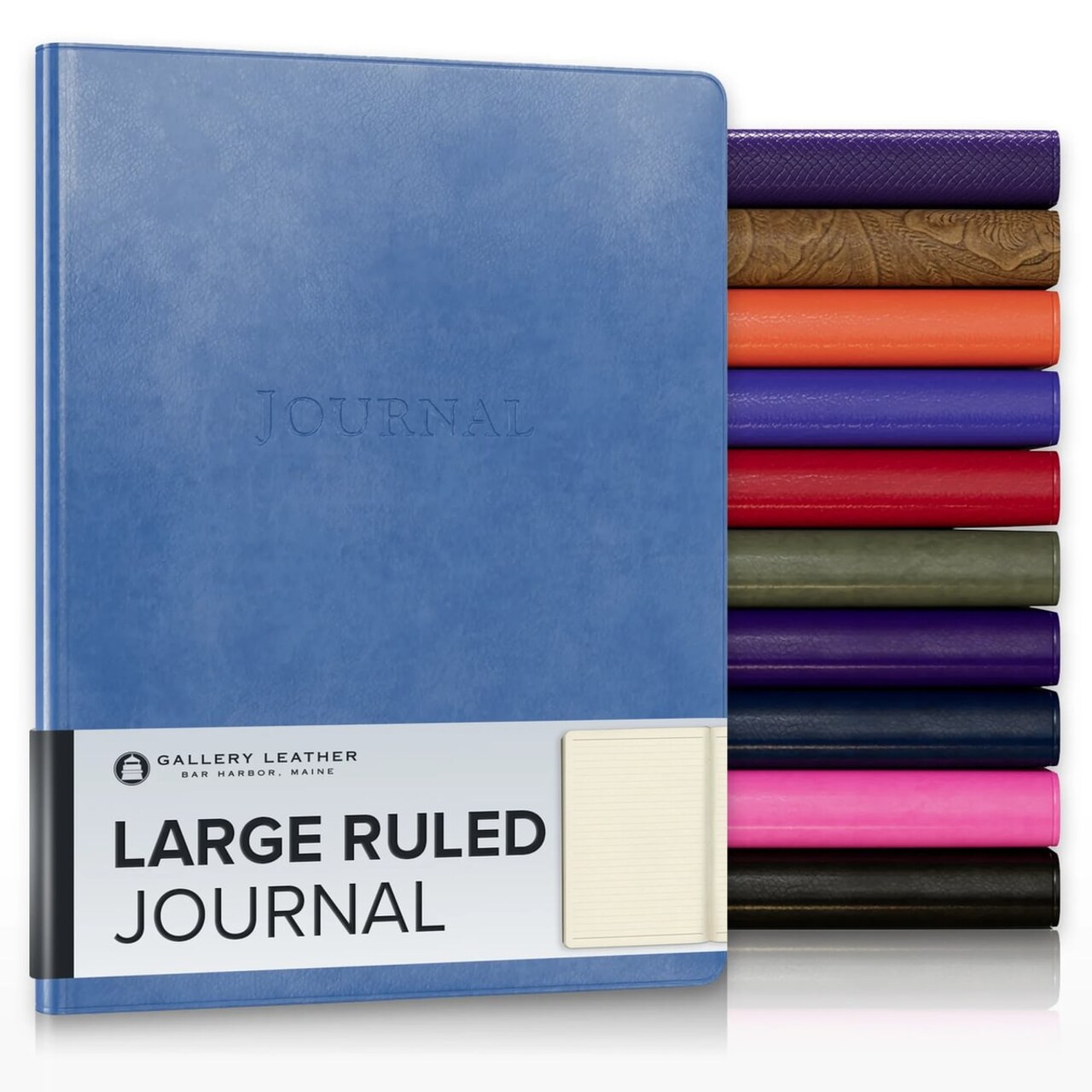 Gallery Leather Journal - Crafted in Maine, USA - Elegant Leather Writing Notebook with 192 Lined Pages - A Timeless Space for Your Thoughts - 9.75x7.5 ", Large Lined